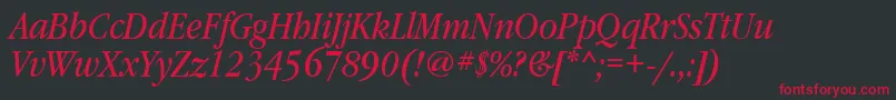 GaramondbooknarrowtttItalic Font – Red Fonts on Black Background