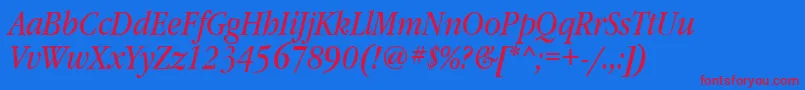GaramondbooknarrowtttItalic Font – Red Fonts on Blue Background