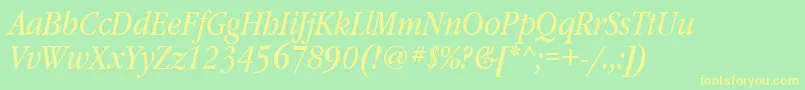 GaramondbooknarrowtttItalic Font – Yellow Fonts on Green Background