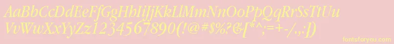 GaramondbooknarrowtttItalic Font – Yellow Fonts on Pink Background
