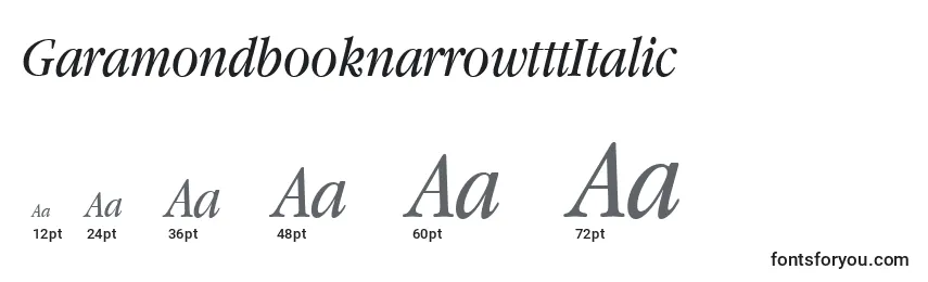 Größen der Schriftart GaramondbooknarrowtttItalic