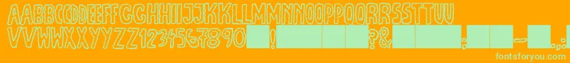 JmhEscamasOut-Schriftart – Grüne Schriften auf orangefarbenem Hintergrund