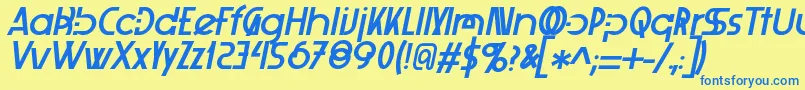 Xelitaitalic Font – Blue Fonts on Yellow Background