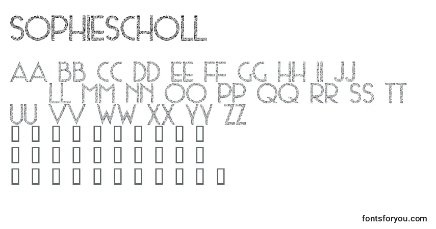 Czcionka SophieScholl – alfabet, cyfry, specjalne znaki