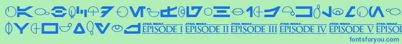 SfDistantGalaxySymbols Font – Blue Fonts on Green Background