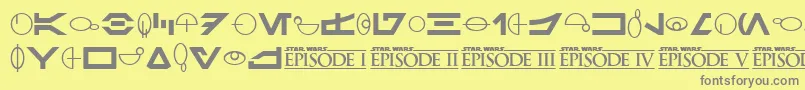 SfDistantGalaxySymbols Font – Gray Fonts on Yellow Background