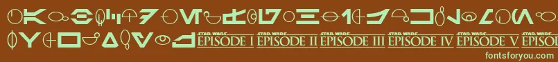 SfDistantGalaxySymbols Font – Green Fonts on Brown Background