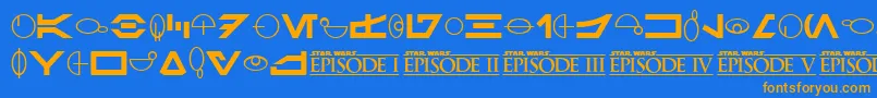SfDistantGalaxySymbols Font – Orange Fonts on Blue Background