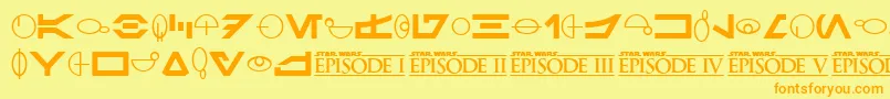 SfDistantGalaxySymbols Font – Orange Fonts on Yellow Background