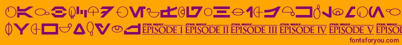 SfDistantGalaxySymbols Font – Purple Fonts on Orange Background