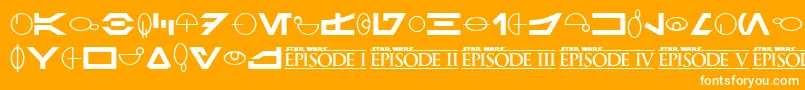 SfDistantGalaxySymbols Font – White Fonts on Orange Background