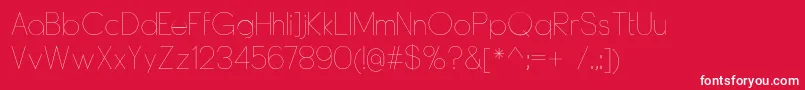 DyelineUltralight-Schriftart – Weiße Schriften auf rotem Hintergrund