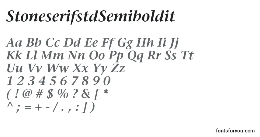 StoneserifstdSemibolditフォント–アルファベット、数字、特殊文字