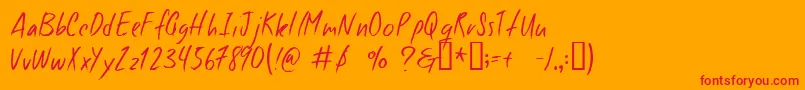 Goodfoot-Schriftart – Rote Schriften auf orangefarbenem Hintergrund