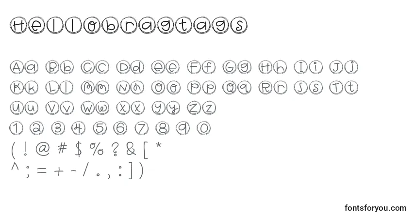 Hellobragtags-fontti – aakkoset, numerot, erikoismerkit