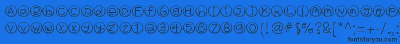 Hellobragtags-Schriftart – Schwarze Schriften auf blauem Hintergrund