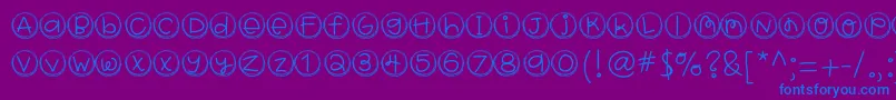 Fonte Hellobragtags – fontes azuis em um fundo violeta