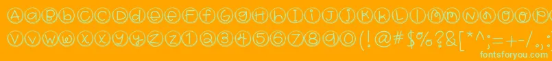 Hellobragtags Font – Green Fonts on Orange Background