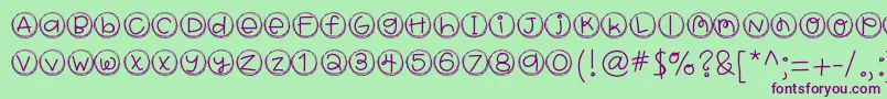 Hellobragtags-Schriftart – Violette Schriften auf grünem Hintergrund