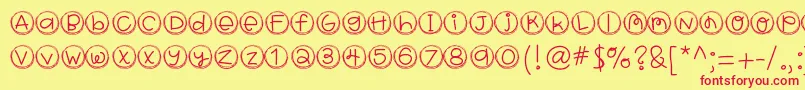 Hellobragtags-Schriftart – Rote Schriften auf gelbem Hintergrund
