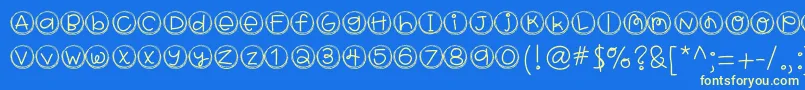 Hellobragtags-fontti – keltaiset fontit sinisellä taustalla