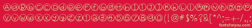Hellobragtags-Schriftart – Gelbe Schriften auf rotem Hintergrund