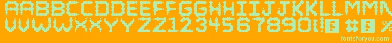 Puffy Font – Green Fonts on Orange Background