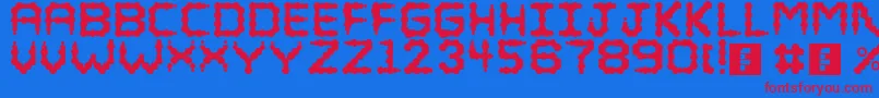 Puffy-fontti – punaiset fontit sinisellä taustalla