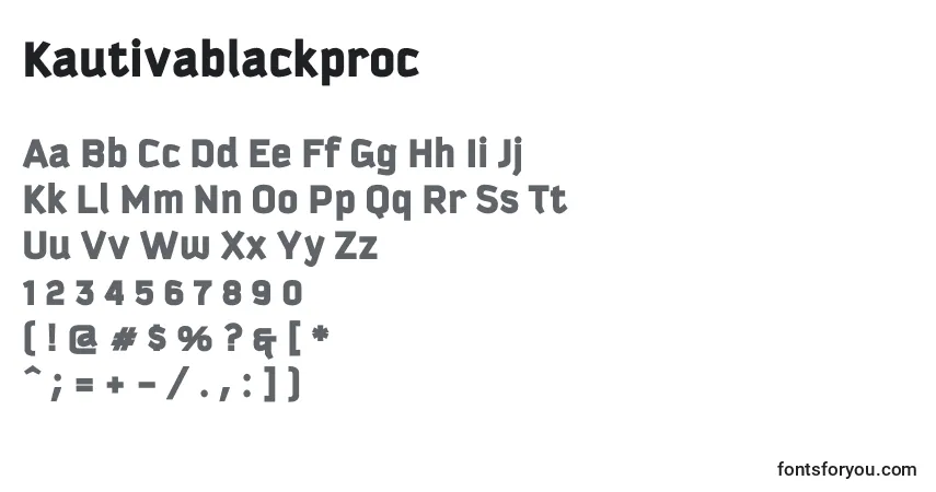 Czcionka Kautivablackproc – alfabet, cyfry, specjalne znaki
