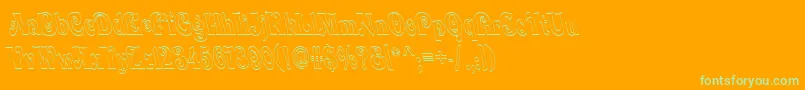 QuardiBoldItalic-fontti – vihreät fontit oranssilla taustalla