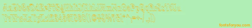 フォントQuardiBoldItalic – オレンジの文字が緑の背景にあります。