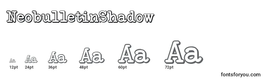Размеры шрифта NeobulletinShadow