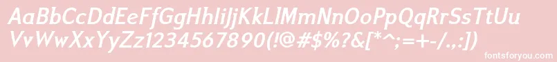 IkariusadfstdBolditalic-fontti – valkoiset fontit vaaleanpunaisella taustalla