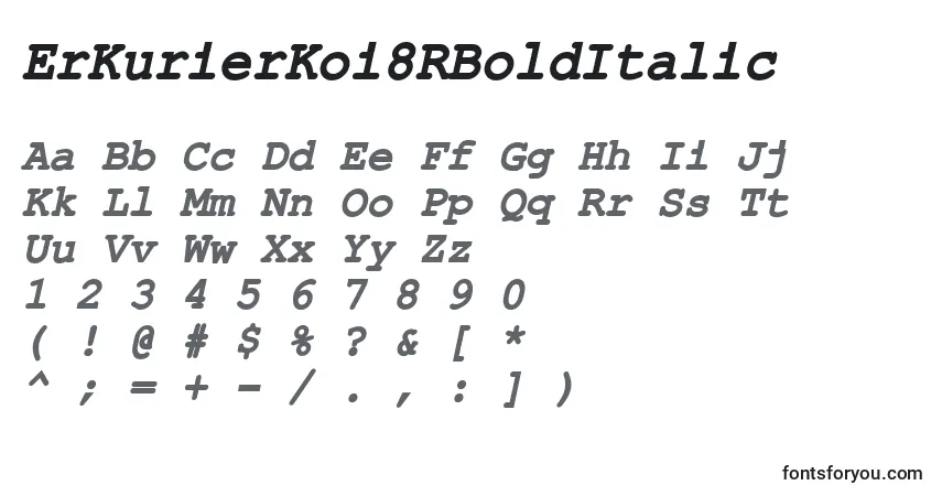 Czcionka ErKurierKoi8RBoldItalic – alfabet, cyfry, specjalne znaki