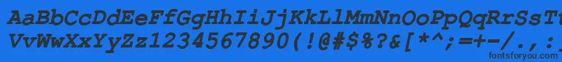Czcionka ErKurierKoi8RBoldItalic – czarne czcionki na niebieskim tle