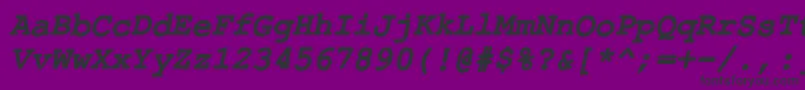 Czcionka ErKurierKoi8RBoldItalic – czarne czcionki na fioletowym tle
