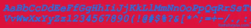Czcionka ErKurierKoi8RBoldItalic – niebieskie czcionki na czerwonym tle