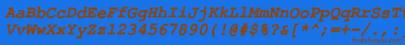 フォントErKurierKoi8RBoldItalic – 茶色の文字が青い背景にあります。