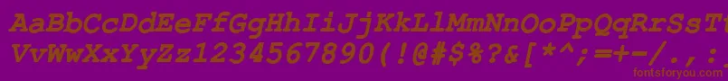 Шрифт ErKurierKoi8RBoldItalic – коричневые шрифты на фиолетовом фоне