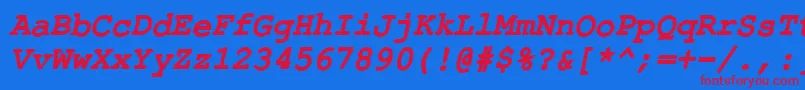Czcionka ErKurierKoi8RBoldItalic – czerwone czcionki na niebieskim tle