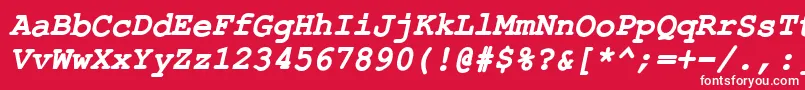 Czcionka ErKurierKoi8RBoldItalic – białe czcionki na czerwonym tle