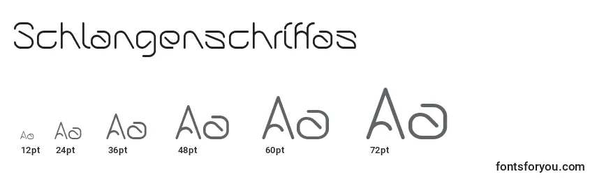 Размеры шрифта Schlangenschriftas