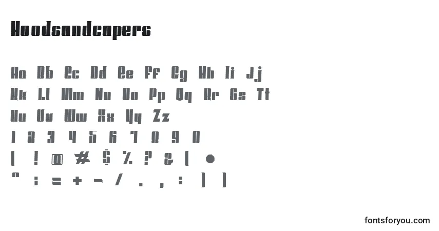 Schriftart Hoodsandcapers – Alphabet, Zahlen, spezielle Symbole