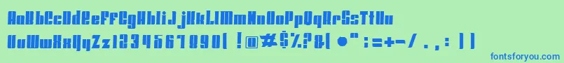 フォントHoodsandcapers – 青い文字は緑の背景です。