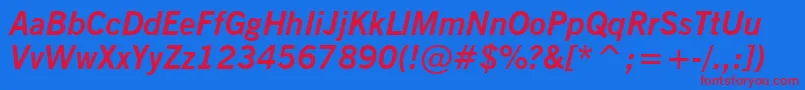 NewsGothicBoldItalicBt Font – Red Fonts on Blue Background