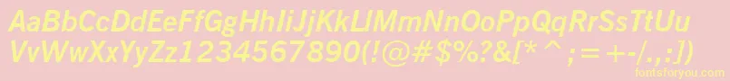 NewsGothicBoldItalicBt Font – Yellow Fonts on Pink Background