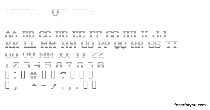 A fonte Negative ffy – alfabeto, números, caracteres especiais