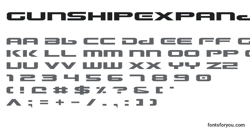 Шрифт GunshipExpanded – алфавит, цифры, специальные символы