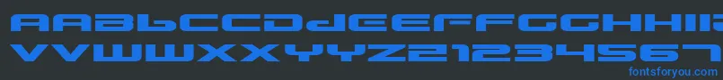Fonte GunshipExpanded – fontes azuis em um fundo preto