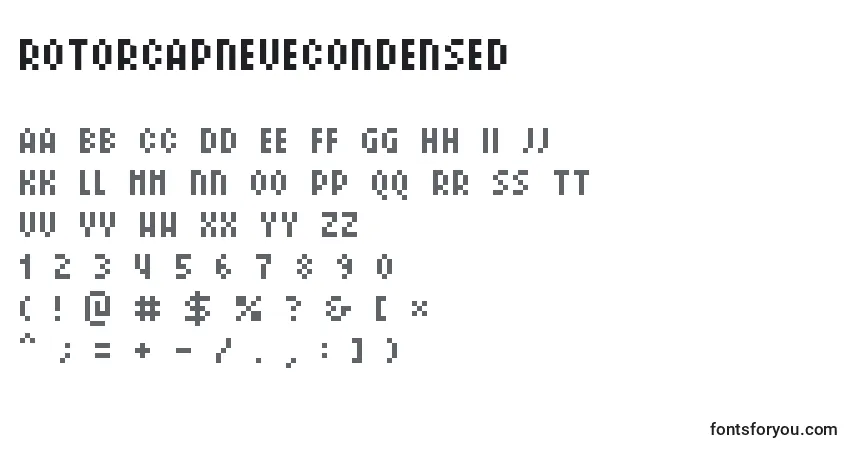 Czcionka RotorcapneueCondensed – alfabet, cyfry, specjalne znaki